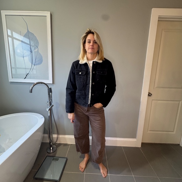 GAP Denim Sherpa-Lined Jacket – Black – Size M - Picture 3 of 5